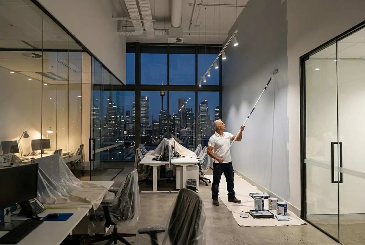 Commercial & office — Paintcom painter at work in Sydney